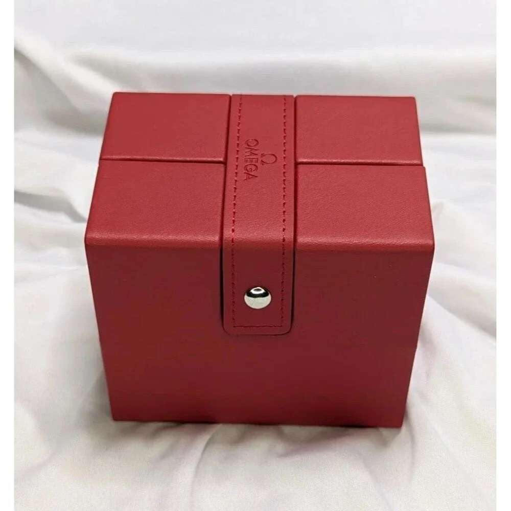 OMEGA Red Leather Watch Storage Travel Box with pillow